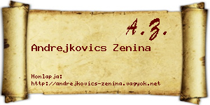 Andrejkovics Zenina névjegykártya